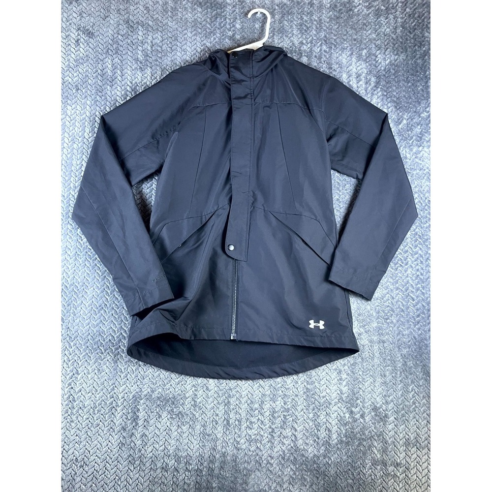 Under Armour UA Storm Ridgely Windbreaker Jacket Womens S Black Hooded Full Zip